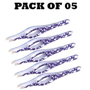 Forgica Professional Stainless Steel Paper Coated With Whole Tweezers Pack of 05